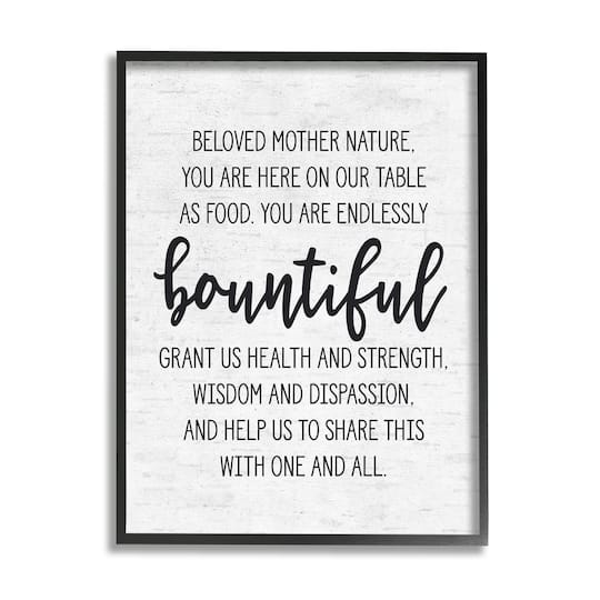 Stupell Industries Mother Nature Bountiful Food Subtle Birch Typography Framed Giclee Art